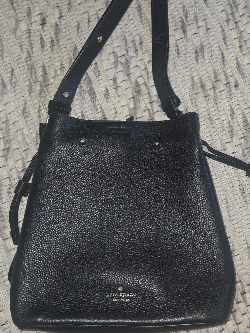 kate spade Black Pebbled Leather Bucket Shoulder Bag